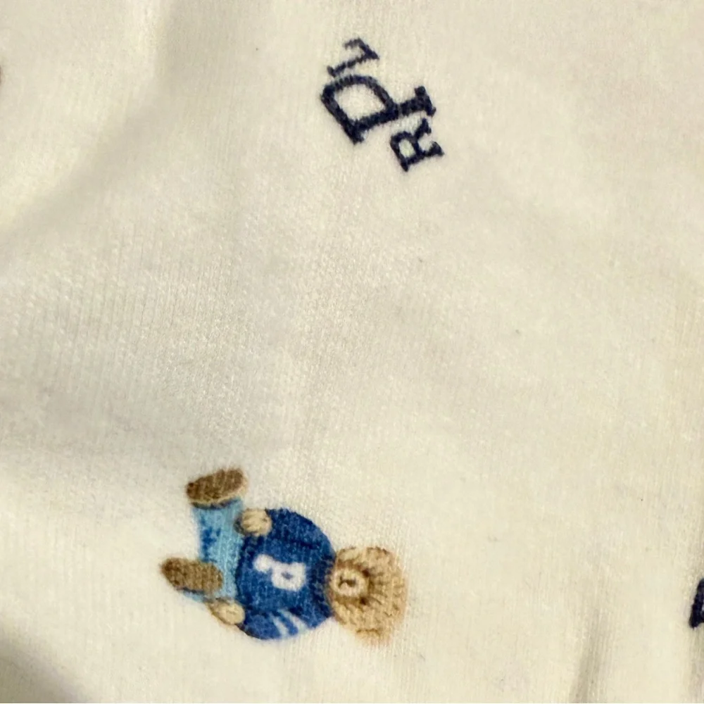 Ralph Lauren Baby Teddy Bear Footie Coverall Sz 6 Months Cotton Kawaii‎